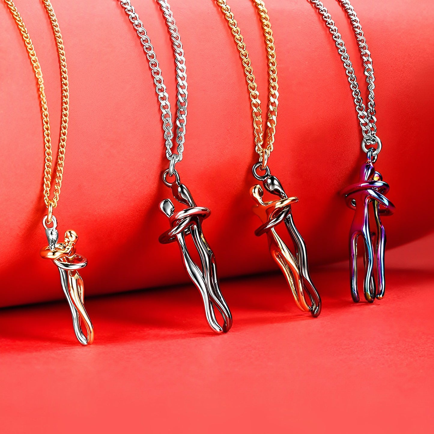 Couple Plated Metal Hug Necklace - The Perfect Gift for Loved One