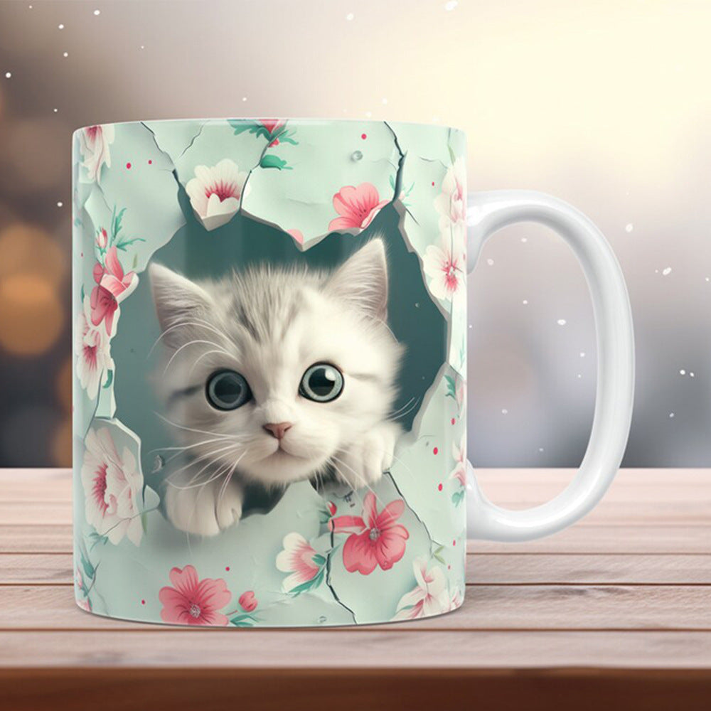 Animal Enamel Mug – 3D Rabbit, Cat & Elephant
