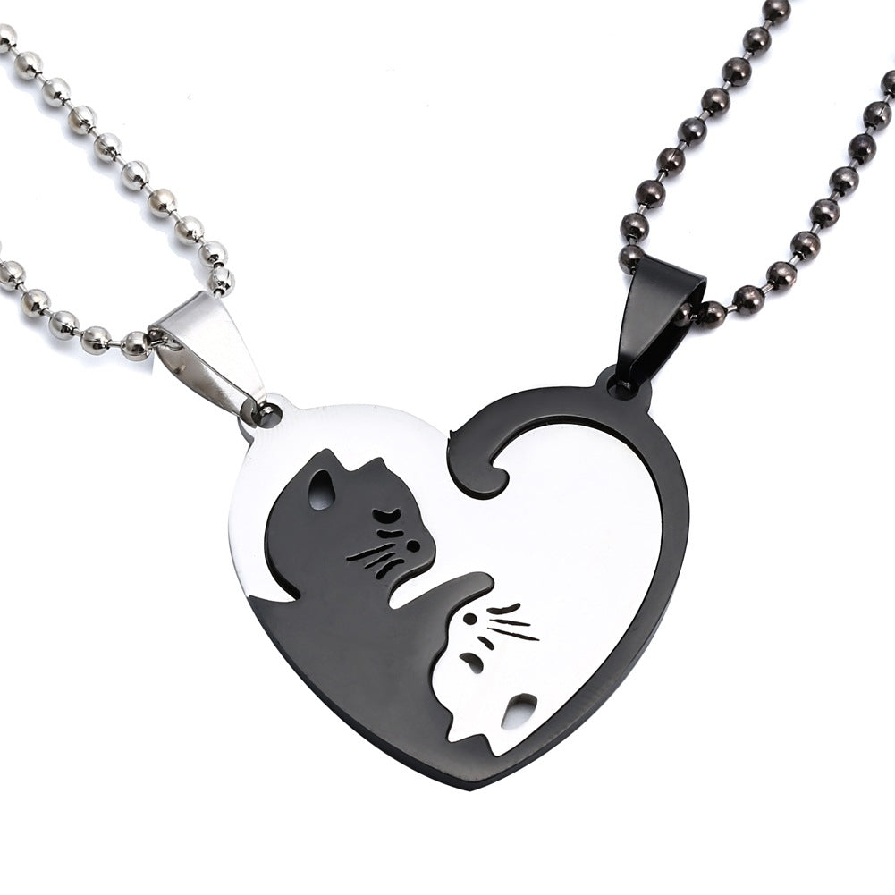 Heart-Shaped Cat Pendant Necklace