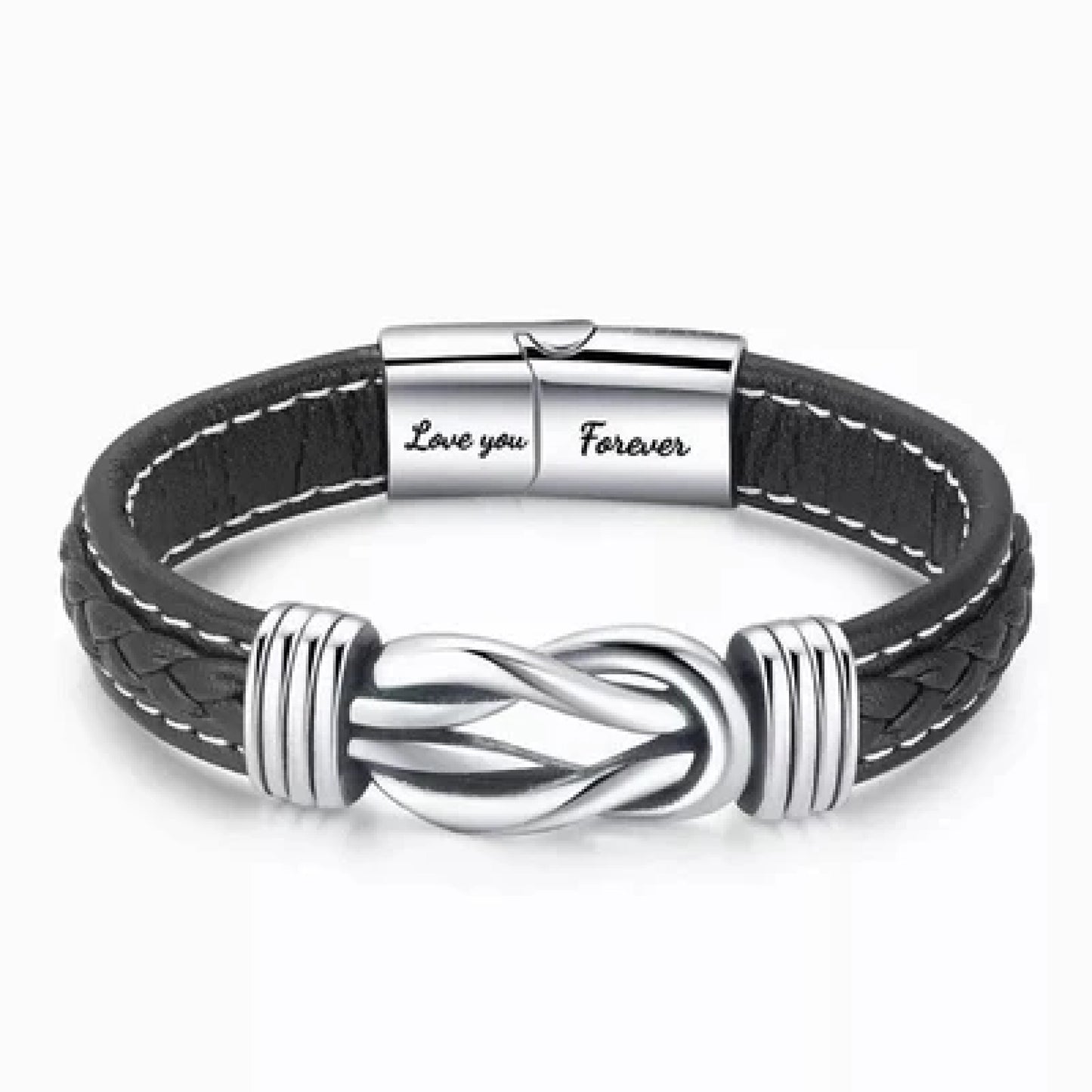 Braided Leather Bracelet - To My Man - "I Love You Forever and Always"