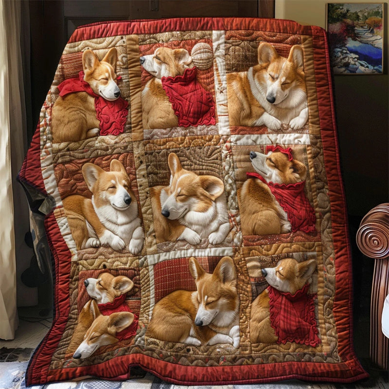 Happy Corgi Sleeping Blanket - D255 - Premium Blanket