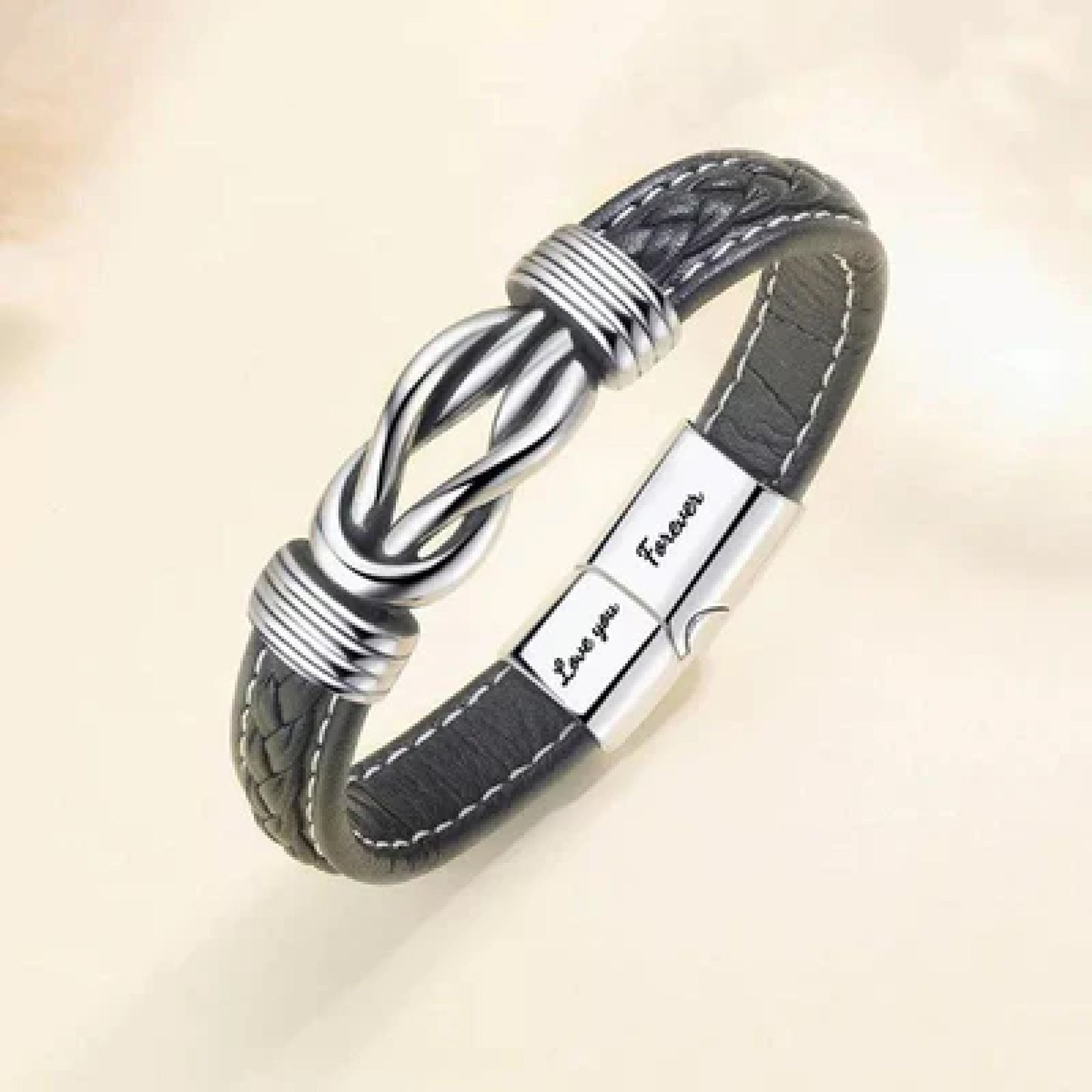 Braided Leather Bracelet - To My Man - "I Love You Forever and Always"