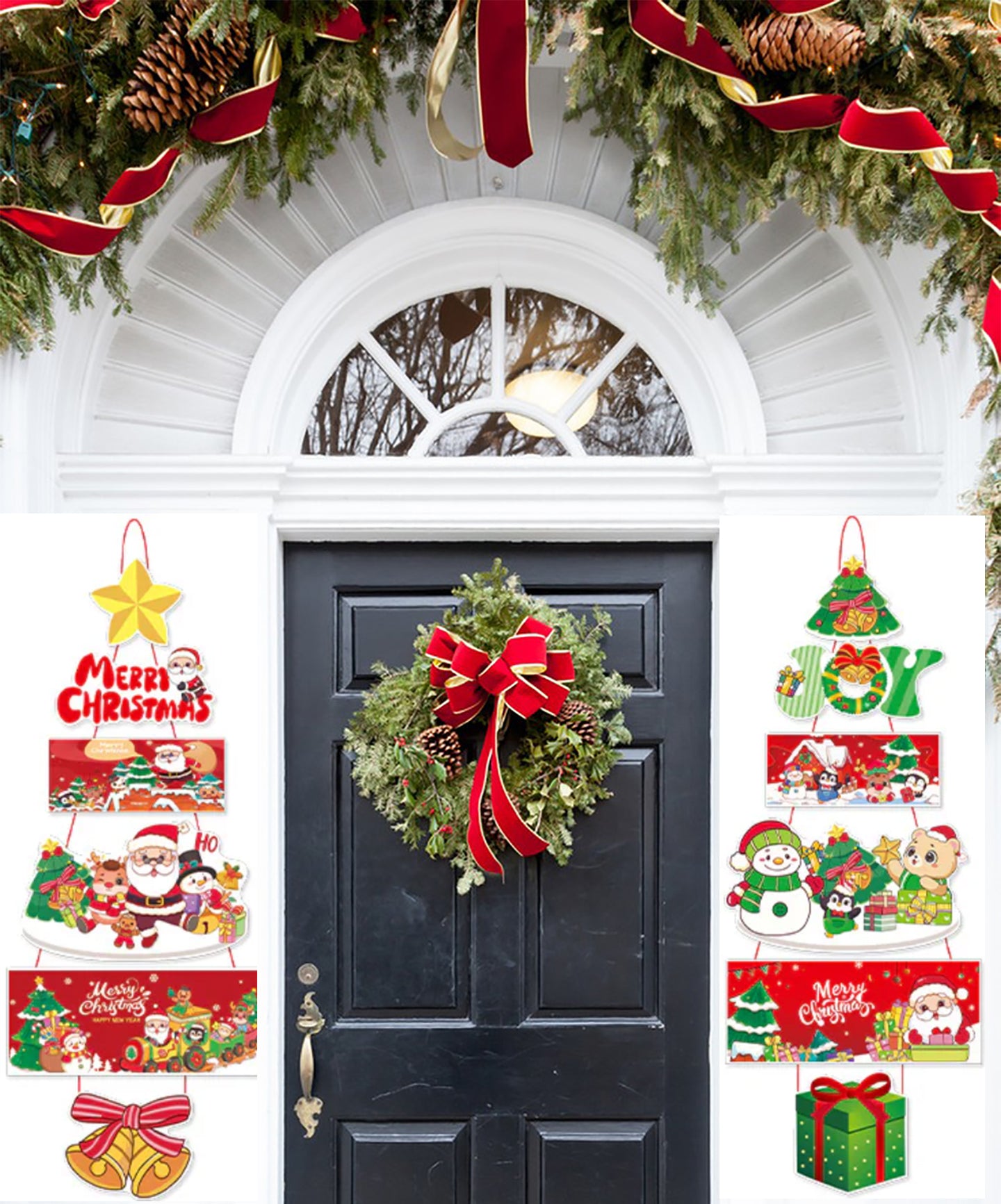 Christmas Door Decor - Santa & Snowman Hangings E