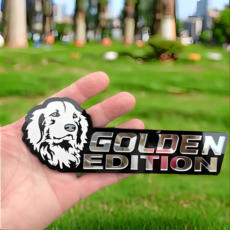 Pale Yellow Golden Retriever Car Badge Car Emblem CE007