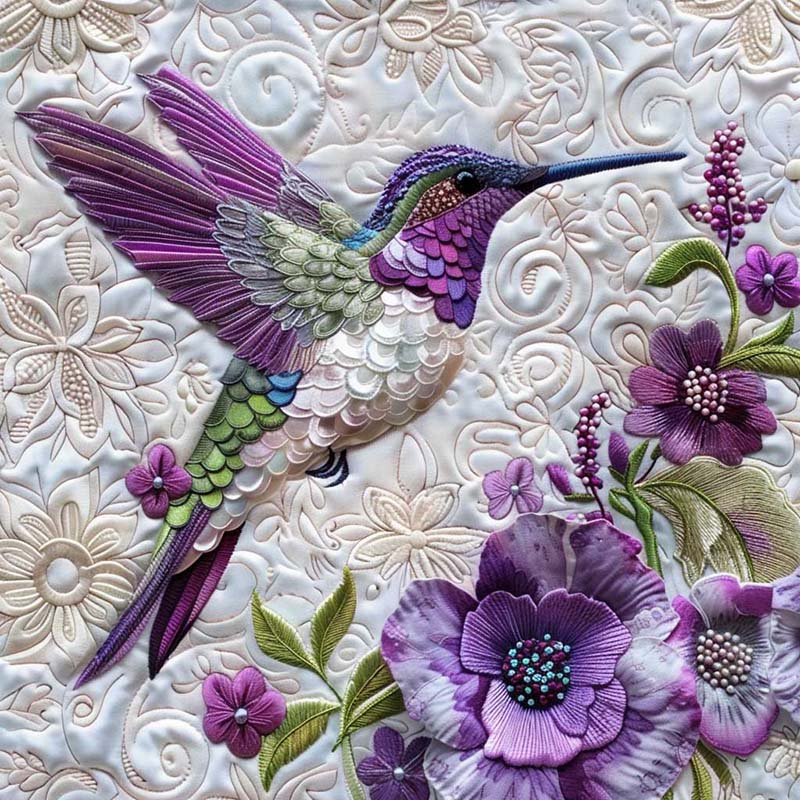 Purple Hummingbird Blanket - D249 - Premium Blanket