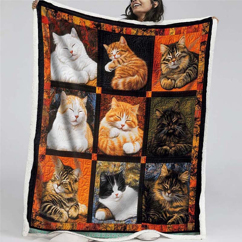 Sleeping Cat Collection Blanket - D251 - Premium Blanket