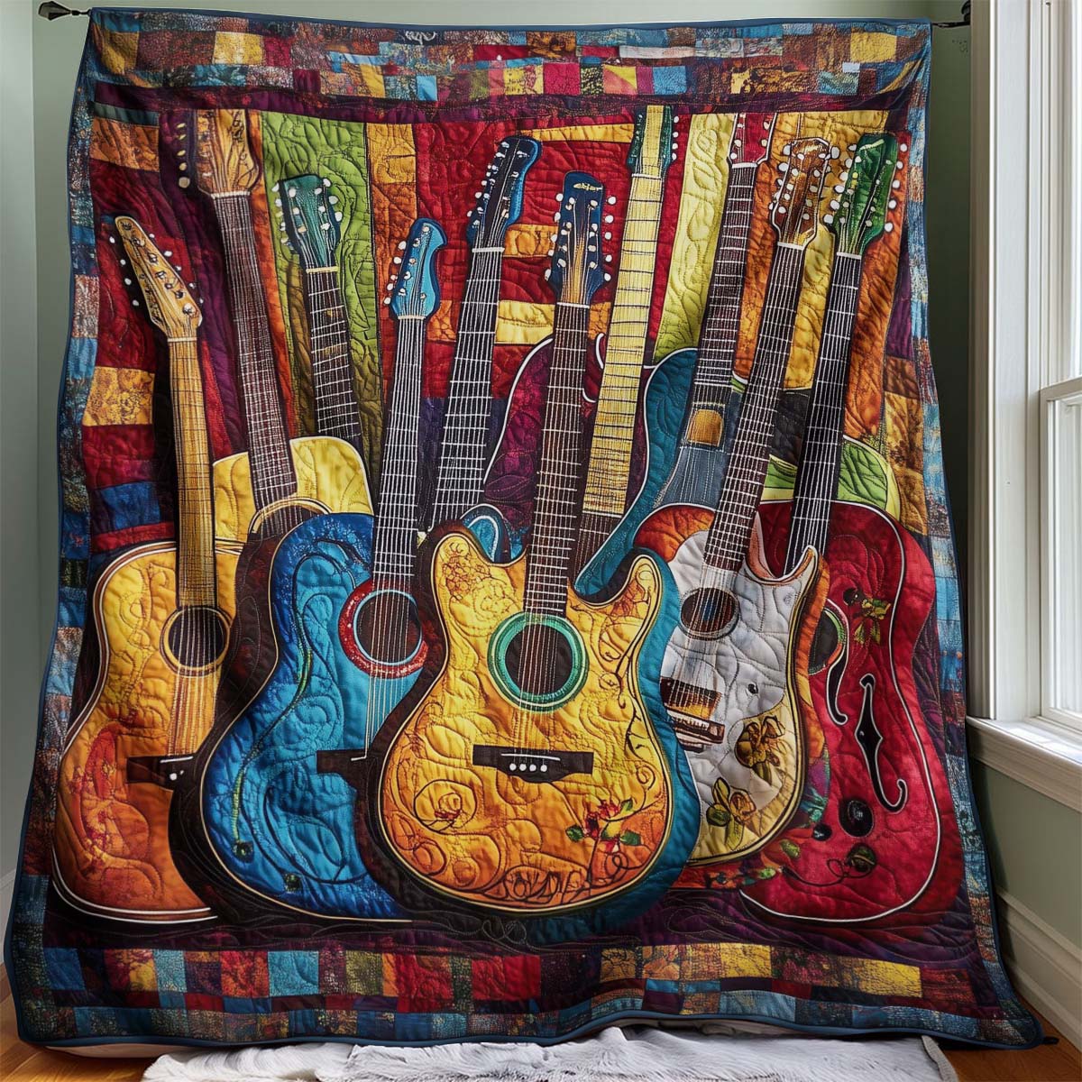 Melody Of Color Artistic Guitars Blanket - D288 - Premium Blanket