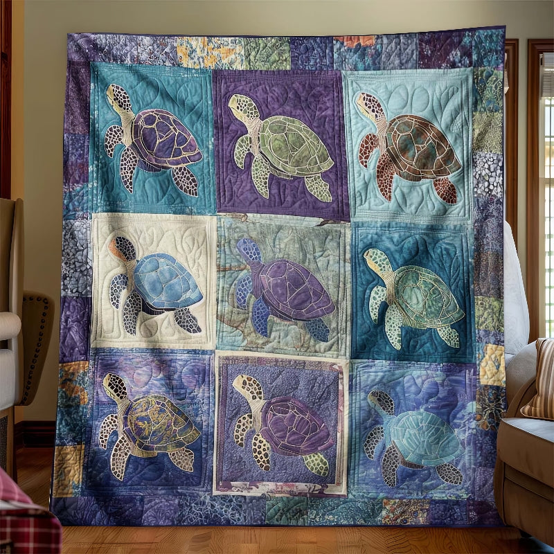 Coastal Bliss Turtle Blanket - D301 - Premium Blanket