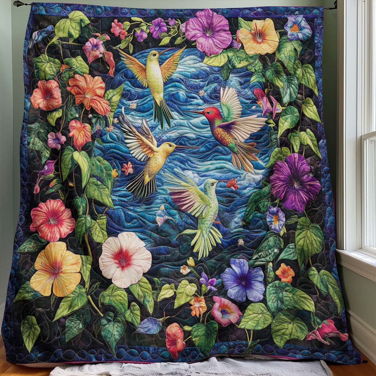 Colorful Hummingbird Blanket - G053 - Premium Blanket