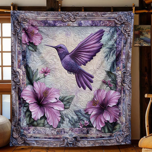 Purple Hummingbird Blanket - H242 - Premium Blanket