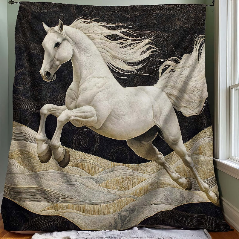 Graceful White Horse Blanket - H256 - Premium Blanket