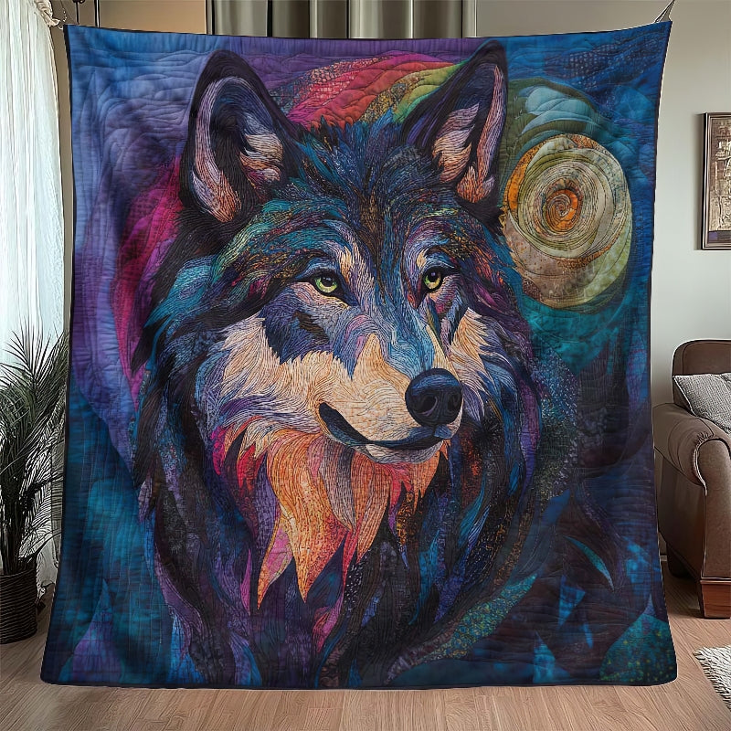 Wolf in the Night Blanket - H271 - Premium Blanket