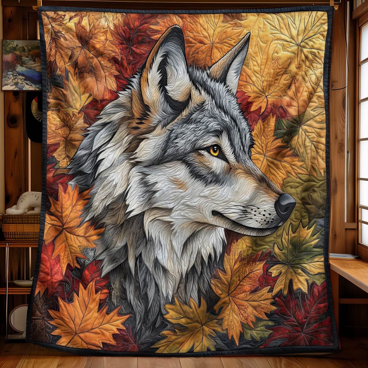 The Autumn Vintage Wolf Blanket - H278 - Premium Blanket