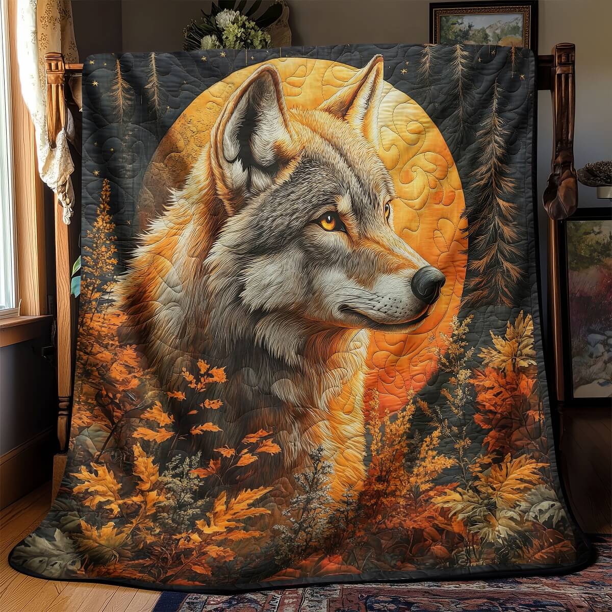 The Autumn Vintage Wolf Blanket - H279 - Premium Blanket