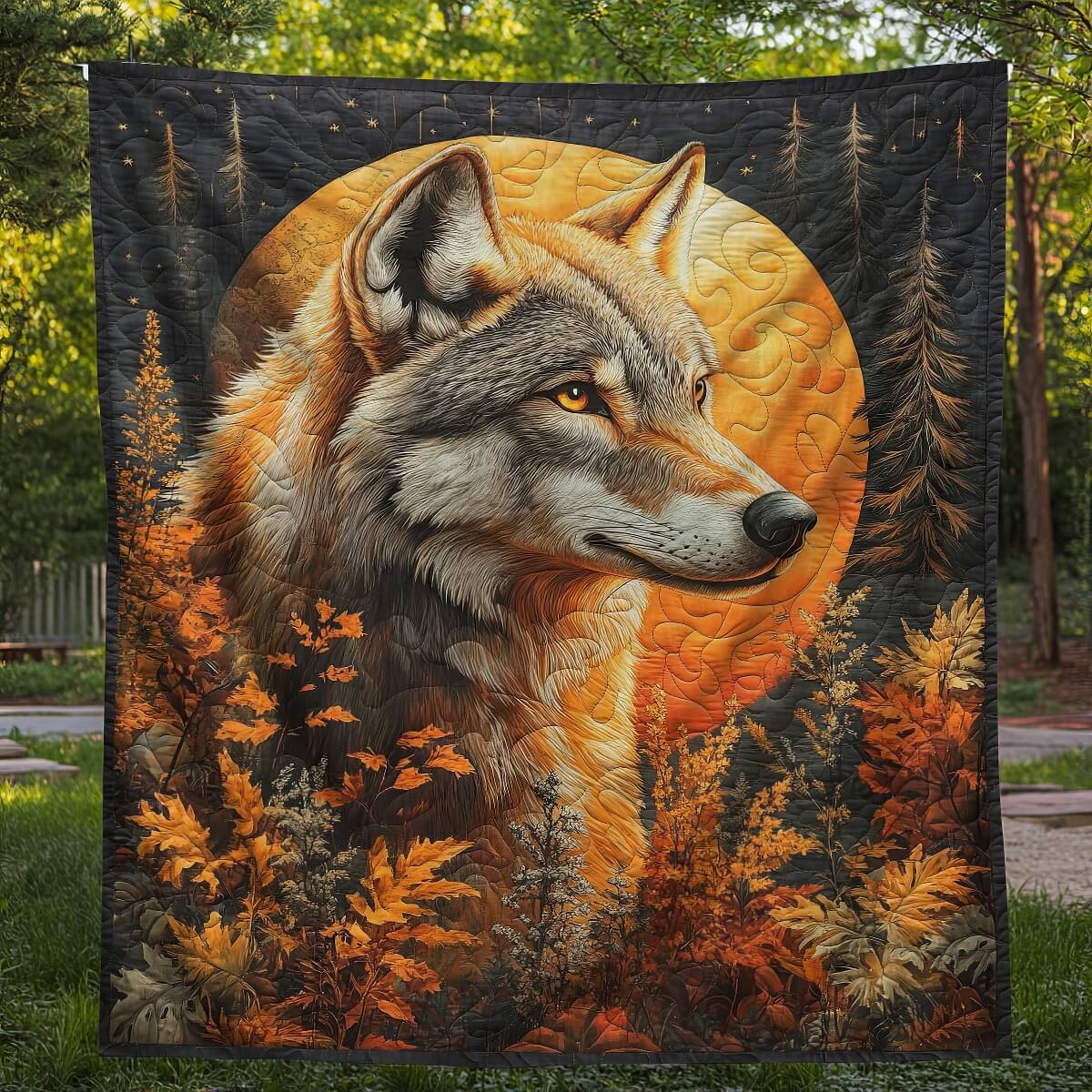 The Autumn Vintage Wolf Blanket - H279 - Premium Blanket