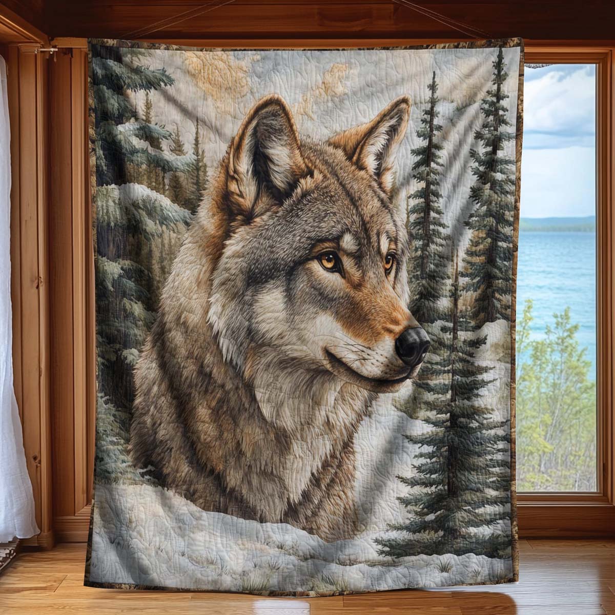 The Silent Snowbound Wolf Blanket - H281 - Premium Blanket