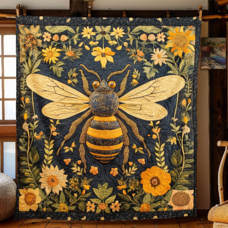 Floral Bee Blanket - H299 - Premium Blanket