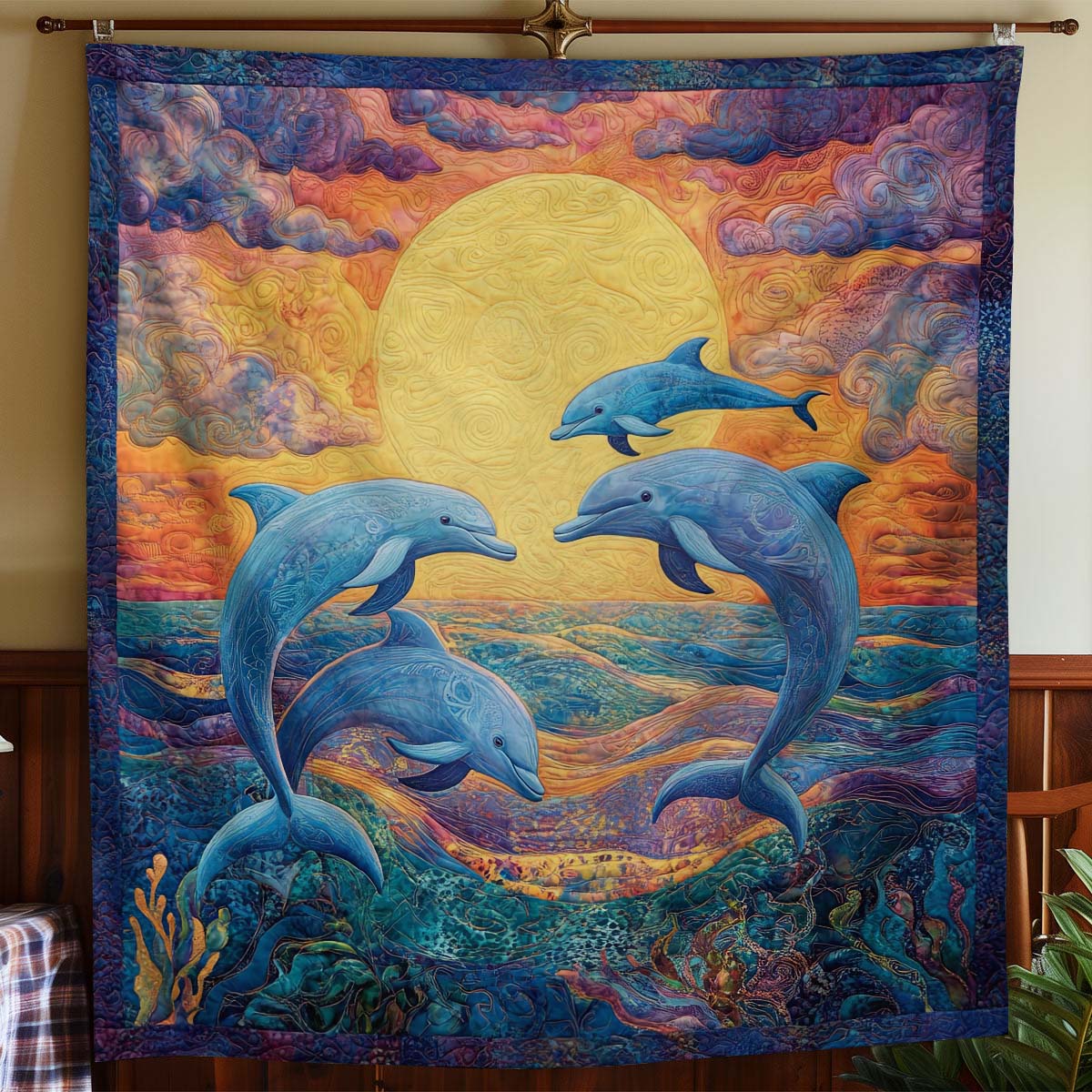 Horizon Jump Dolphins Blanket - H302 - Premium Blanket