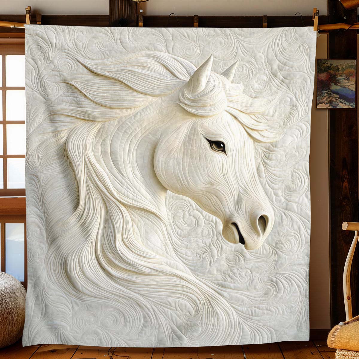 Graceful White Horse Blanket - H311 - Premium Blanket