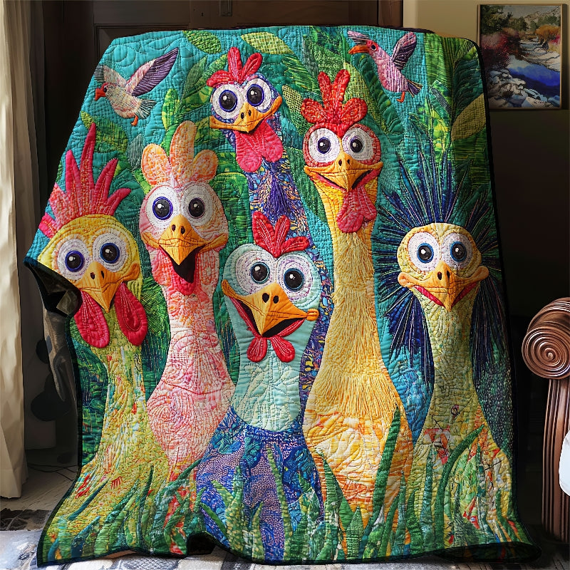 Whimsical Cute Chickens - H325 - Premium Blanket