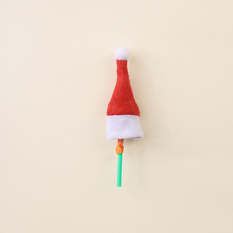 Mini Christmas Hat - Wine Bottle Cover & Knife/Fork Decor