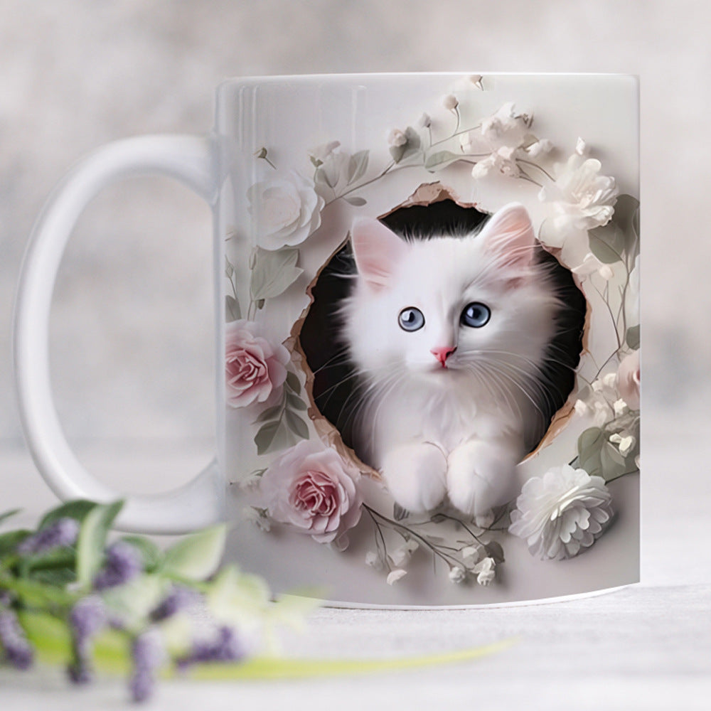 Animal Enamel Mug – 3D Rabbit, Cat & Elephant