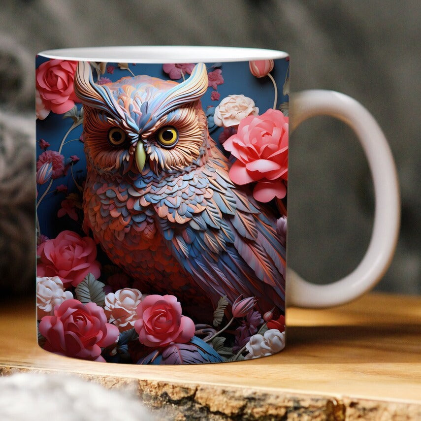 3D Owl Ceramic Mug – Retro Coffee Cup