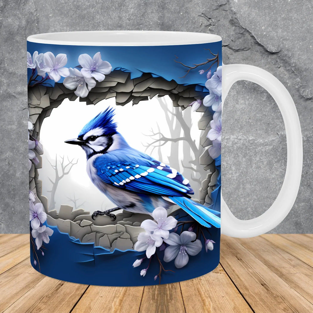 3D Tit Pattern Ceramic Mug – Perfect Christmas Gift