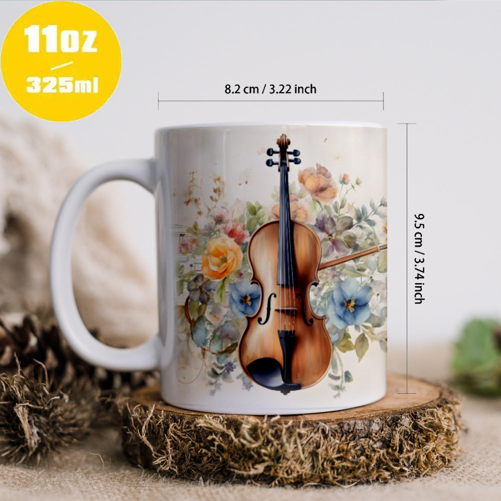 3D Music Mug – Violin, Piano, Harp & Saxophone