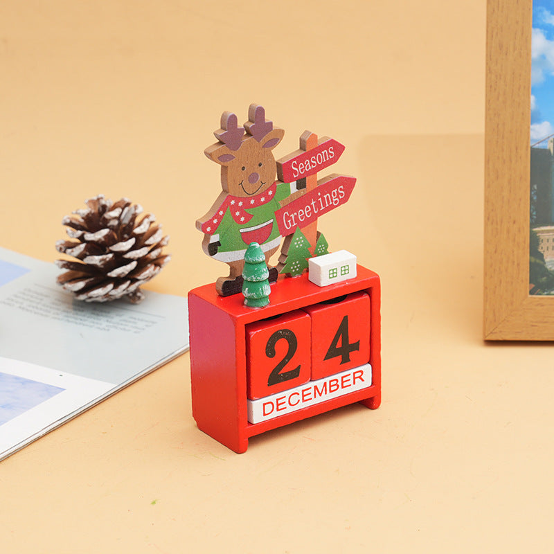 Wooden Calendar Christmas Gifts - Santa Claus Tabletop Ornaments