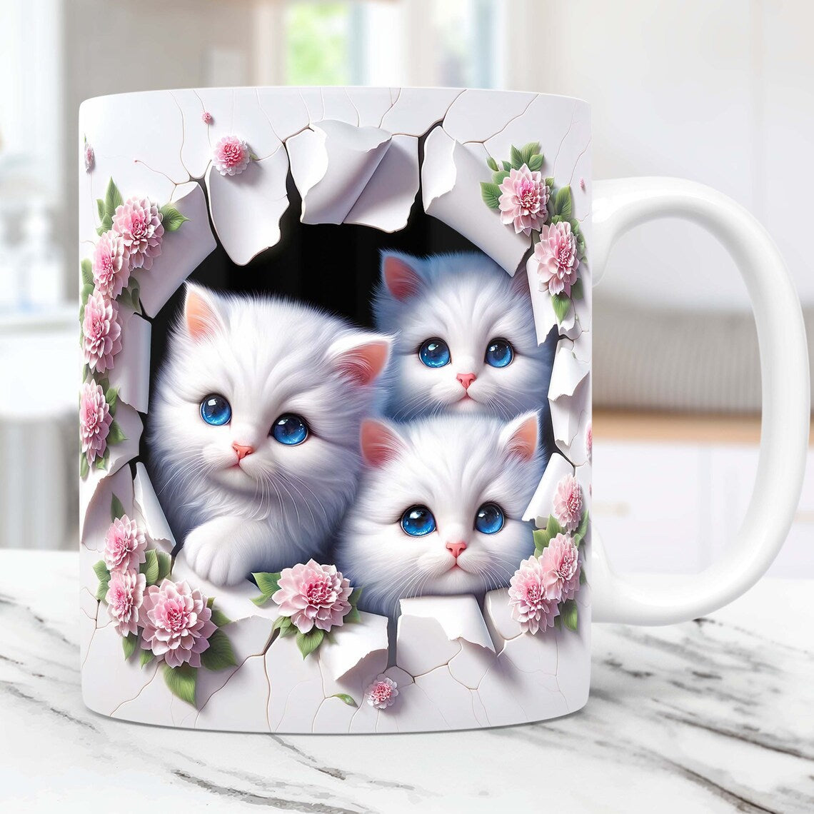 Animal Enamel Mug – 3D Rabbit, Cat & Elephant