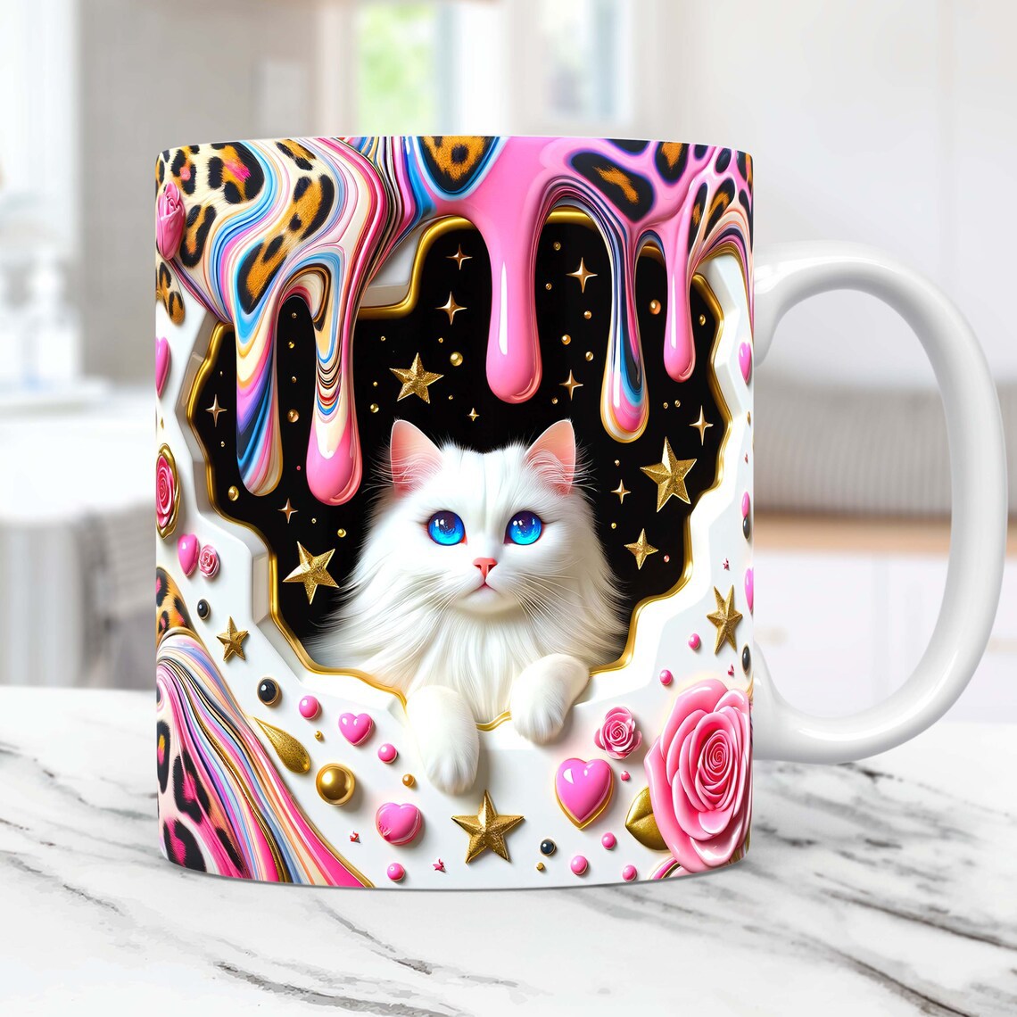 Animal Enamel Mug – 3D Rabbit, Cat & Elephant