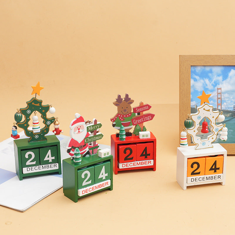 Wooden Calendar Christmas Gifts - Santa Claus Tabletop Ornaments