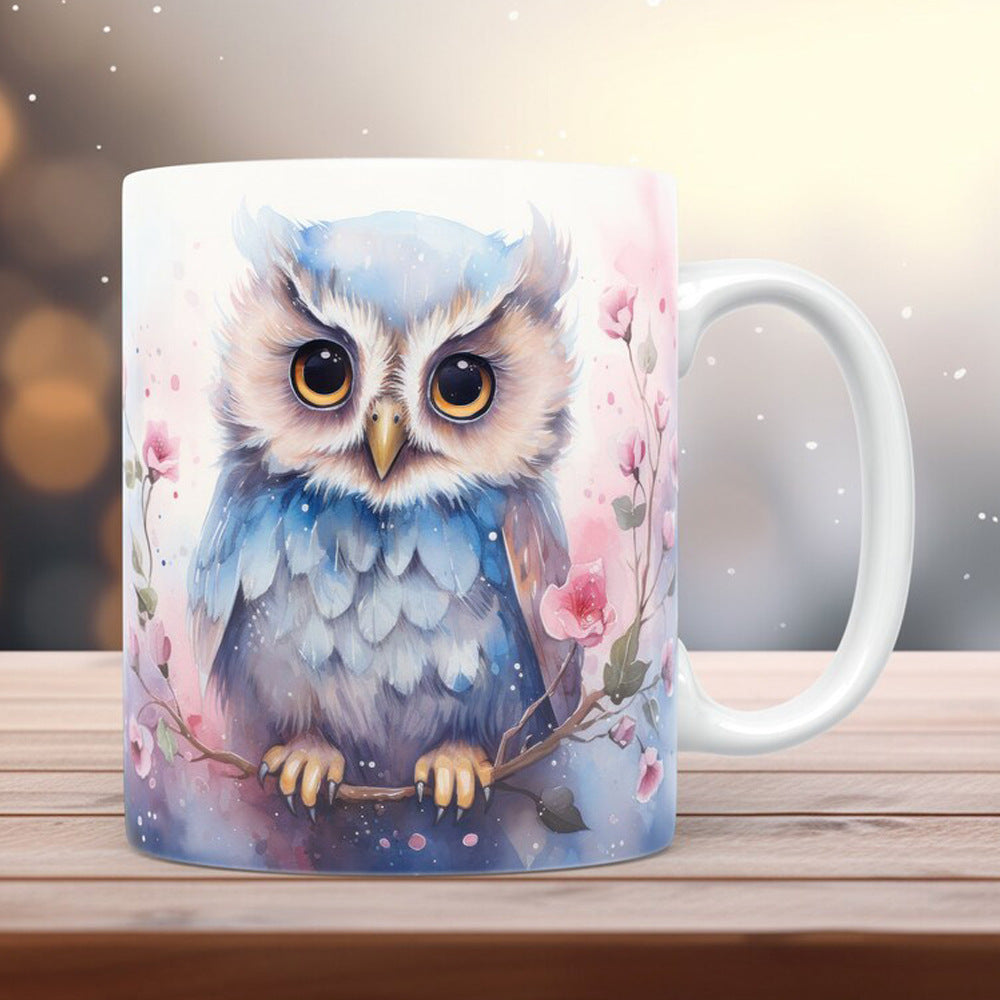 3D Owl Ceramic Mug – Retro Coffee Cup