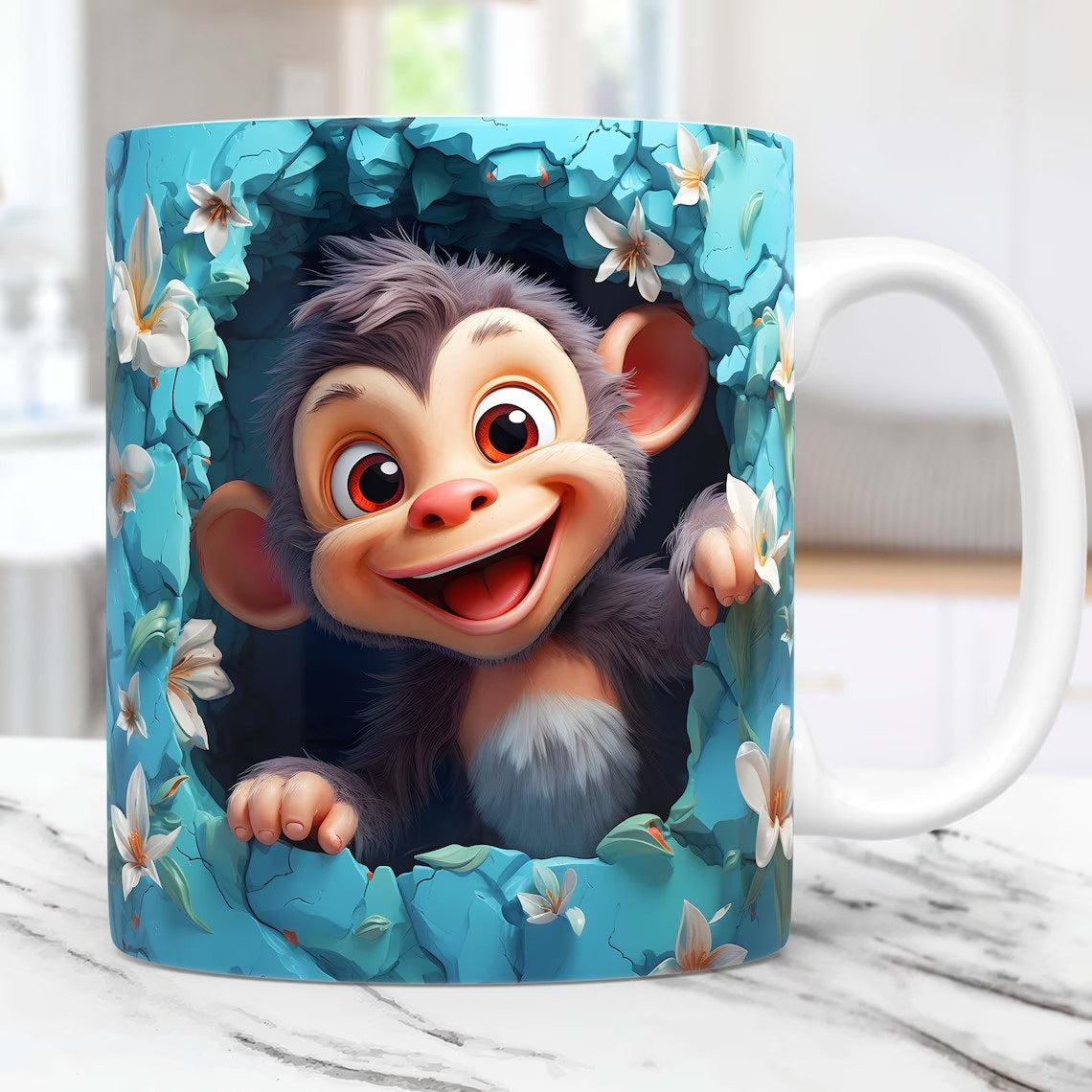 3D Animal Mug – Panda, Sloth & Monkey Ceramic Tea Cup