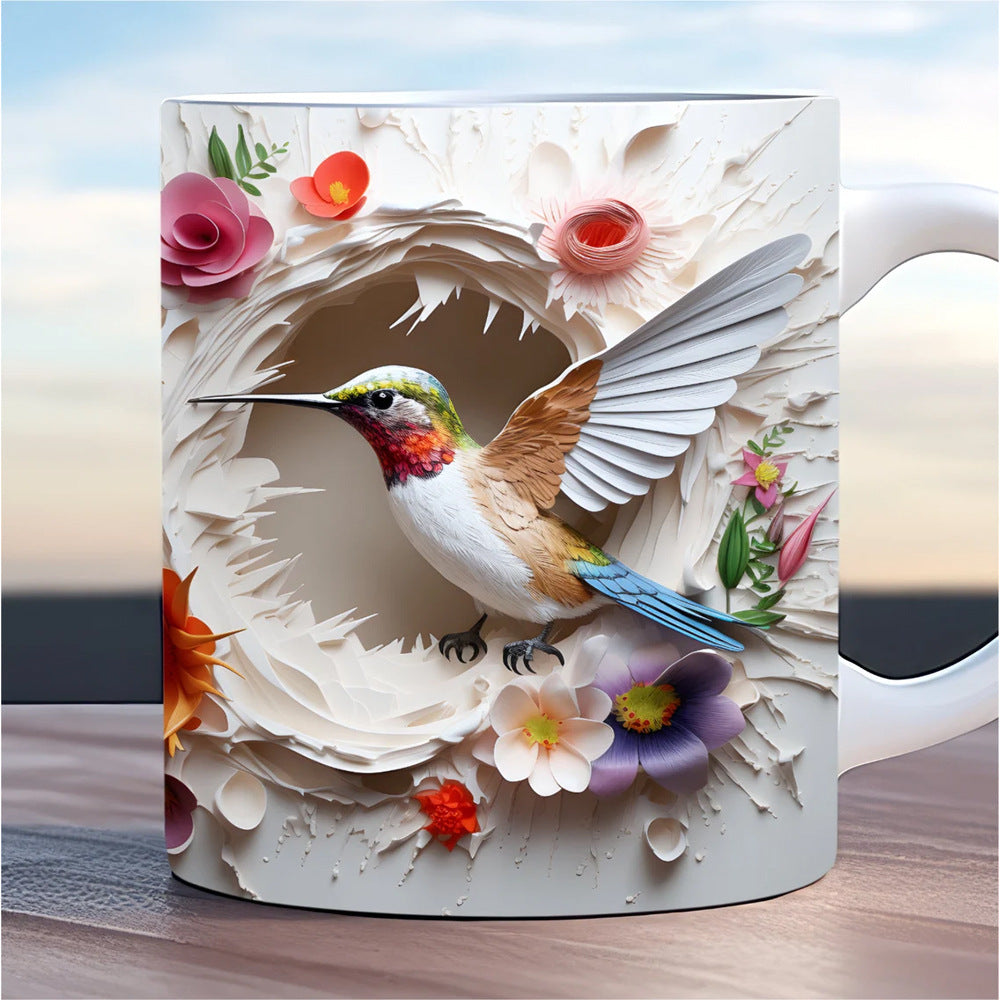 3D Tit Pattern Ceramic Mug – Perfect Christmas Gift