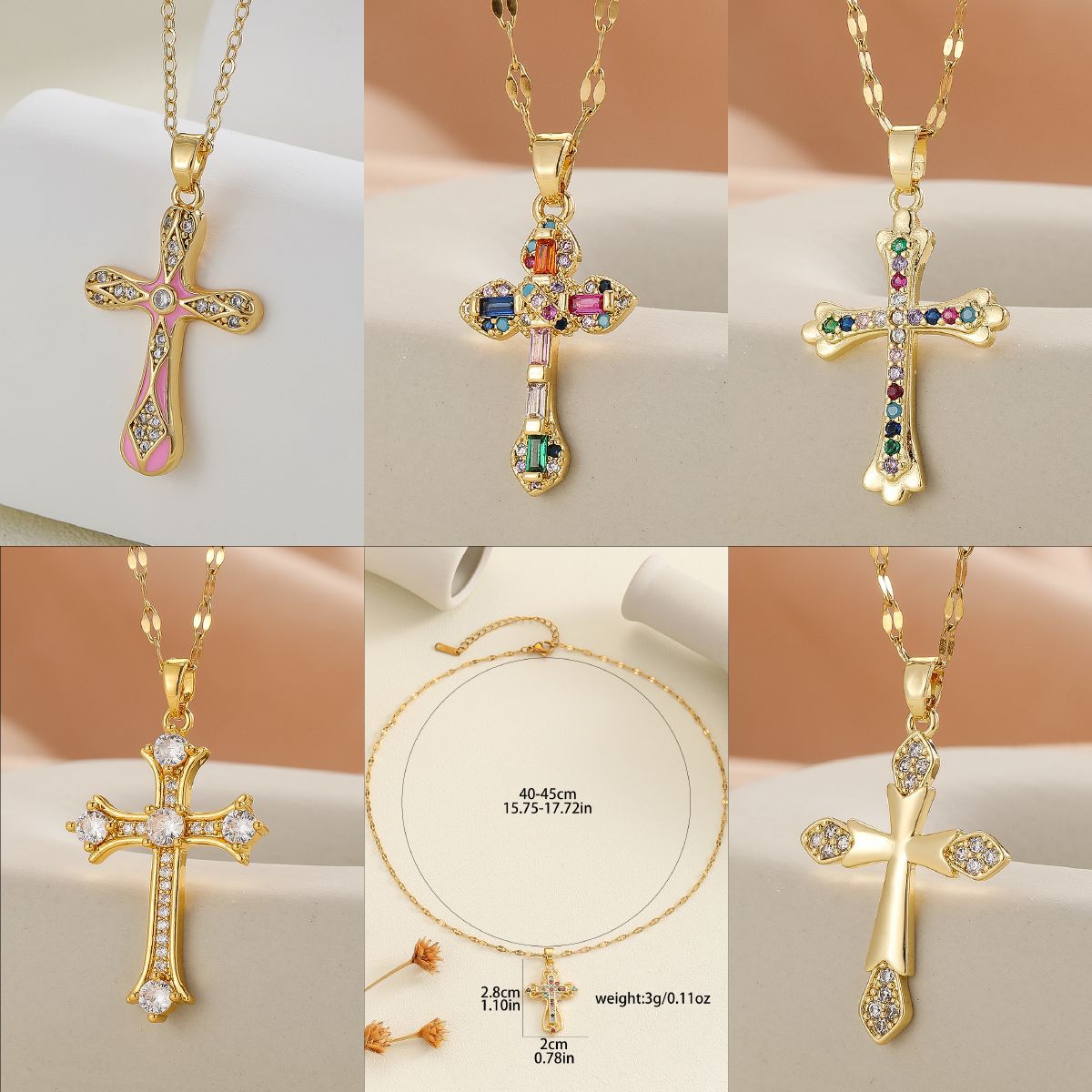 Personalized Cross Necklace with Micro-Inlaid Zirconium