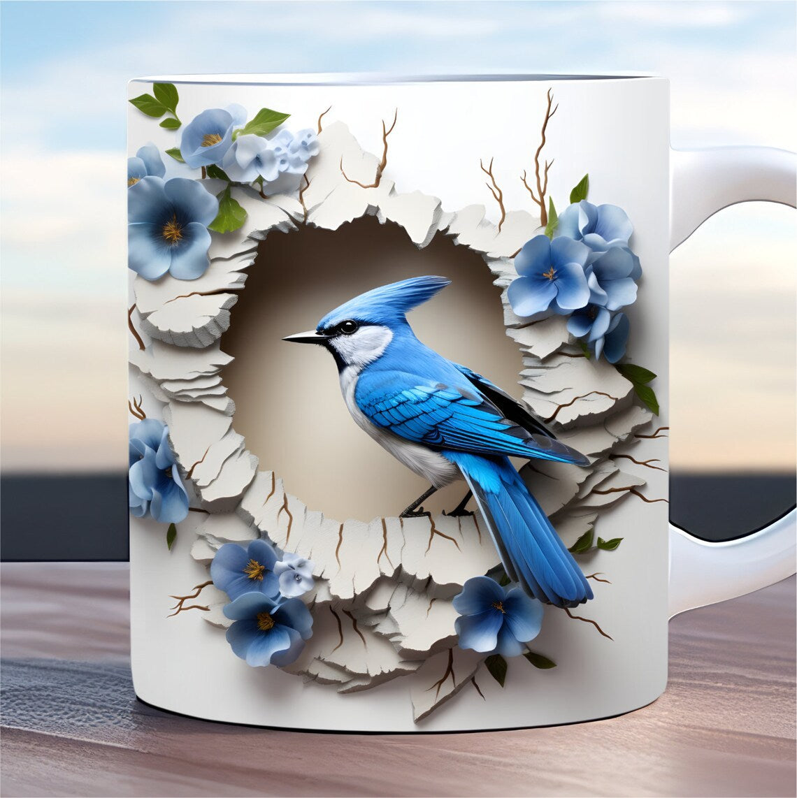 3D Tit Pattern Ceramic Mug – Perfect Christmas Gift