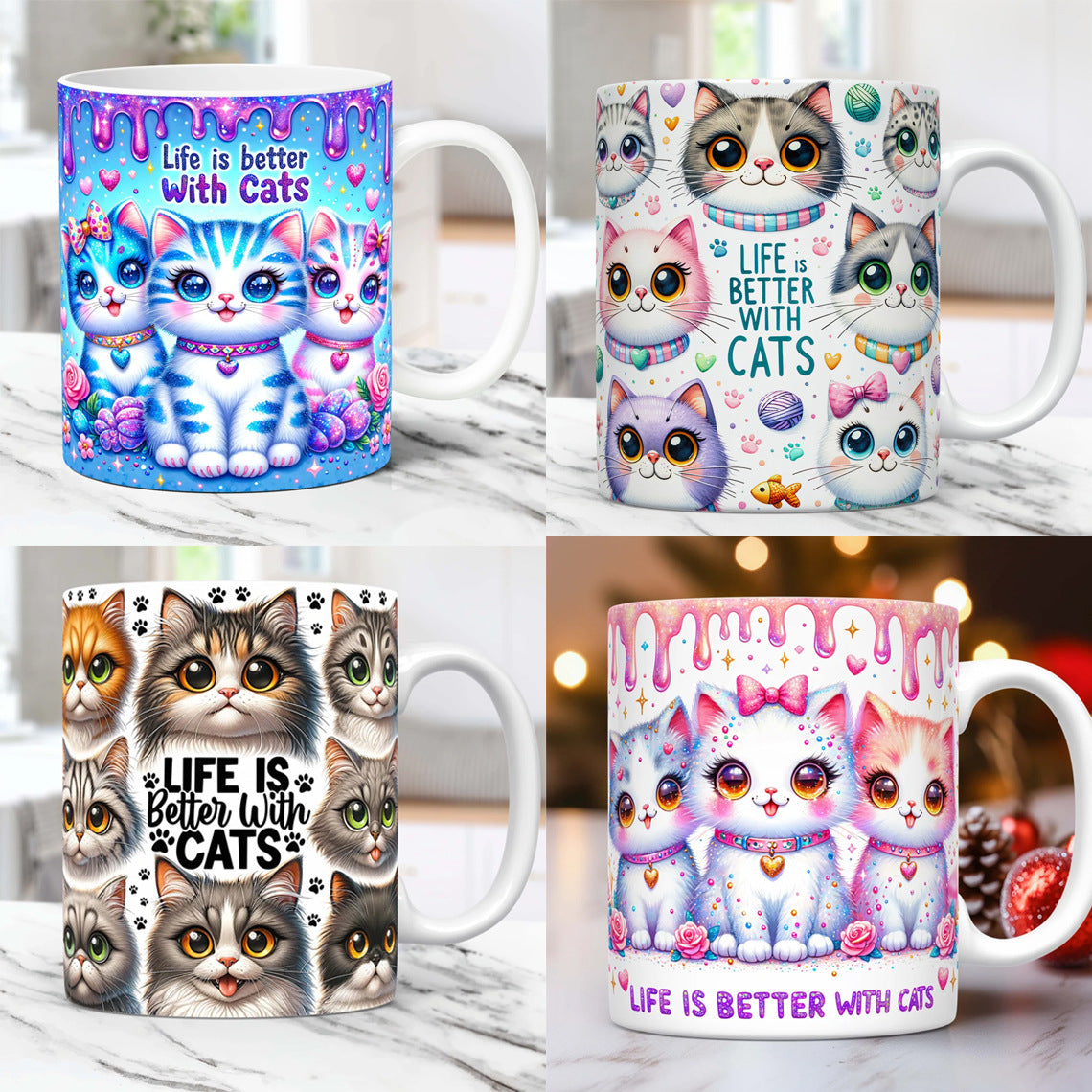 Life Is Better with Cats – Ceramic Coffee Mug