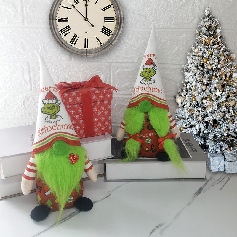 Grinch Doll - Faceless Rudolph Holiday Ornament