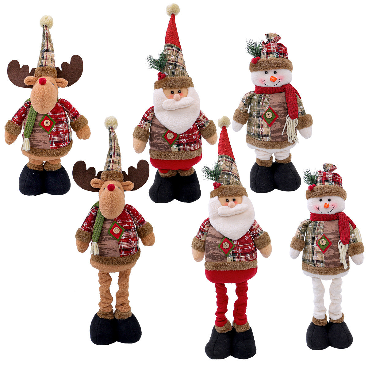 Retractable Santa & Snowman Dolls - Window Ornaments