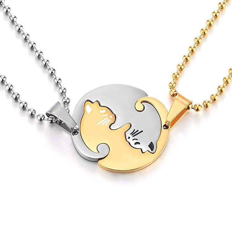 Heart-Shaped Cat Pendant Necklace