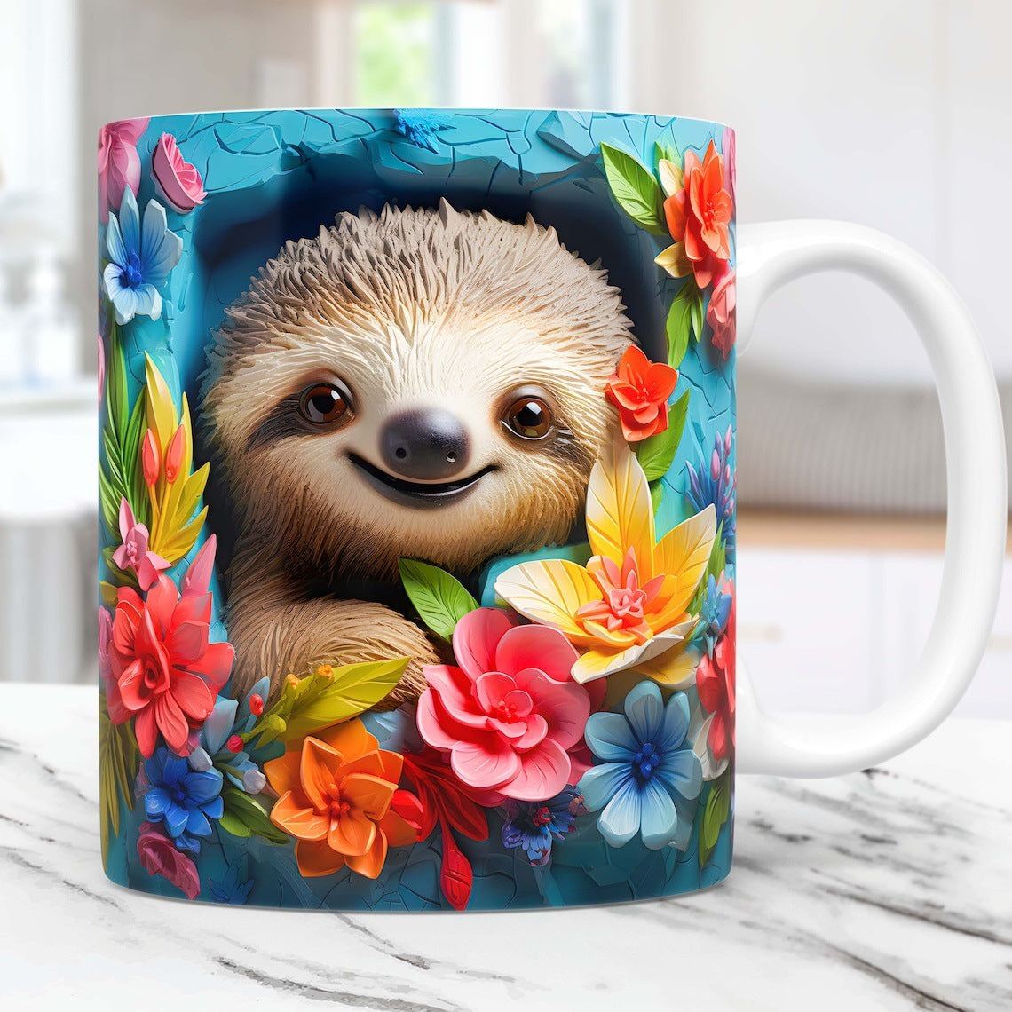 3D Animal Mug – Panda, Sloth & Monkey Ceramic Tea Cup