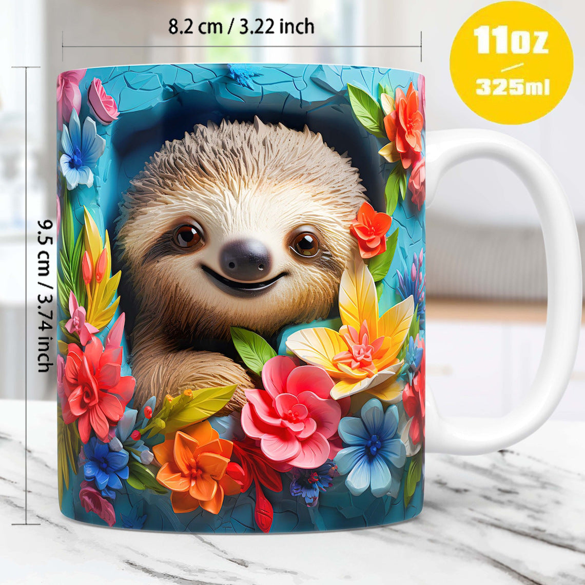 3D Animal Mug – Panda, Sloth & Monkey Ceramic Tea Cup