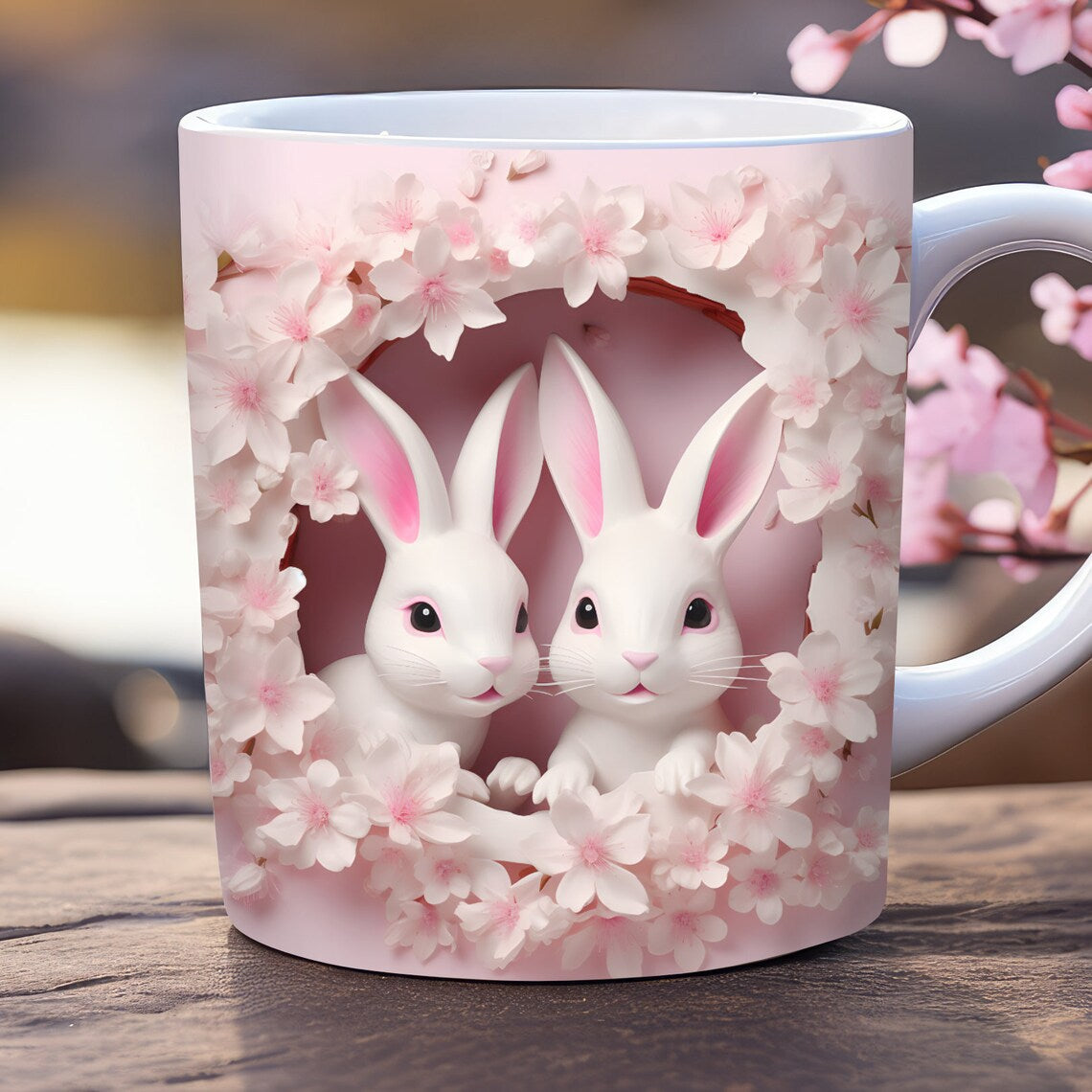 11oz 3D Animal Mug – Cat, Rabbit & Bird Ceramic Coffee Cup