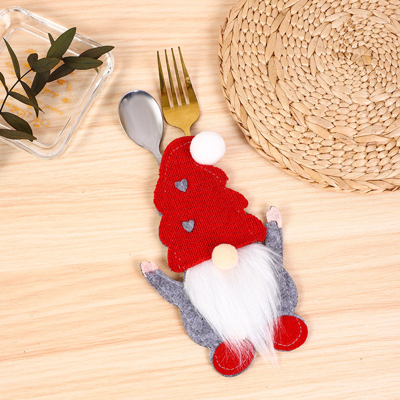 Dwarf Knife & Fork Covers - Faceless Santa & Tableware Decor