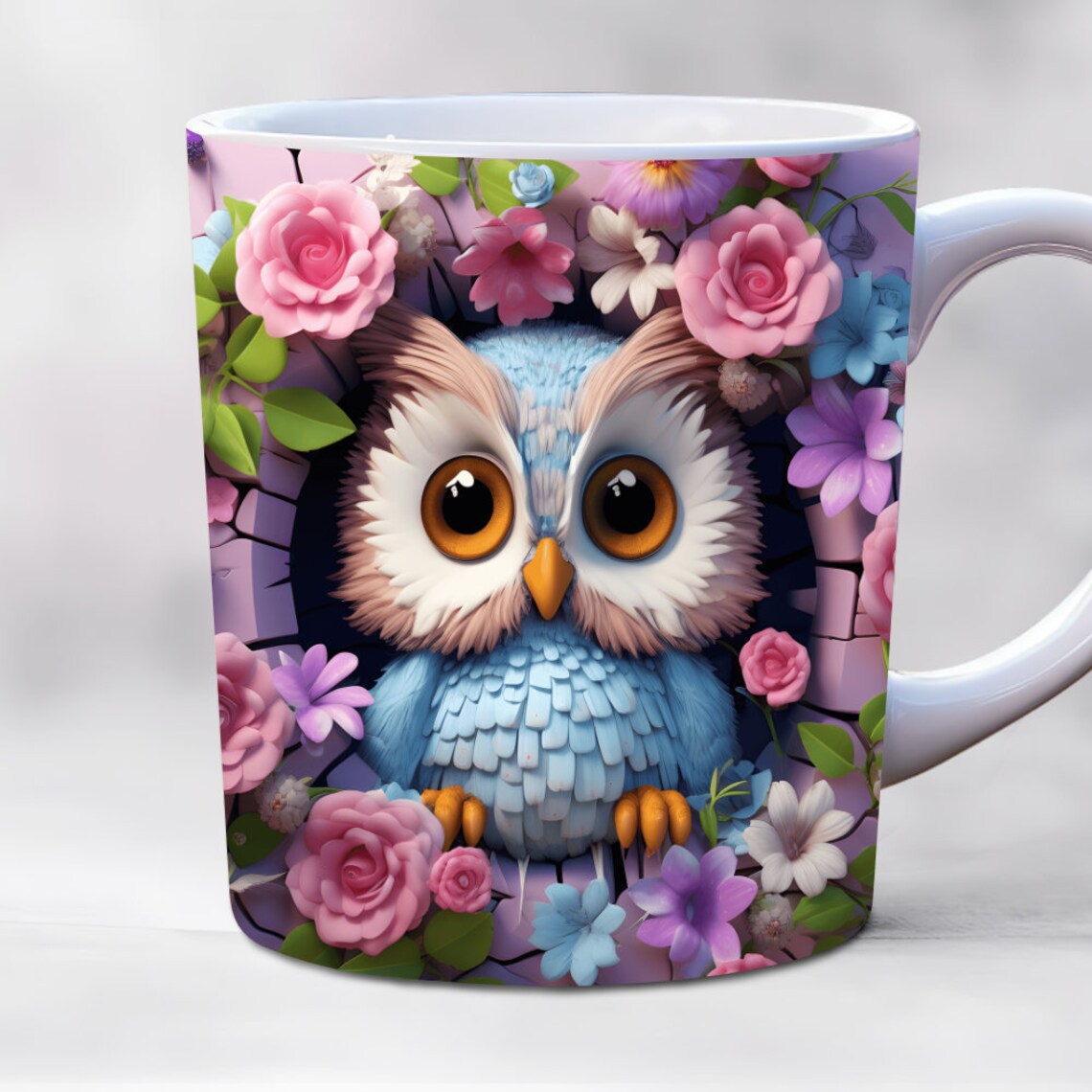 3D Owl Ceramic Mug – Retro Coffee Cup