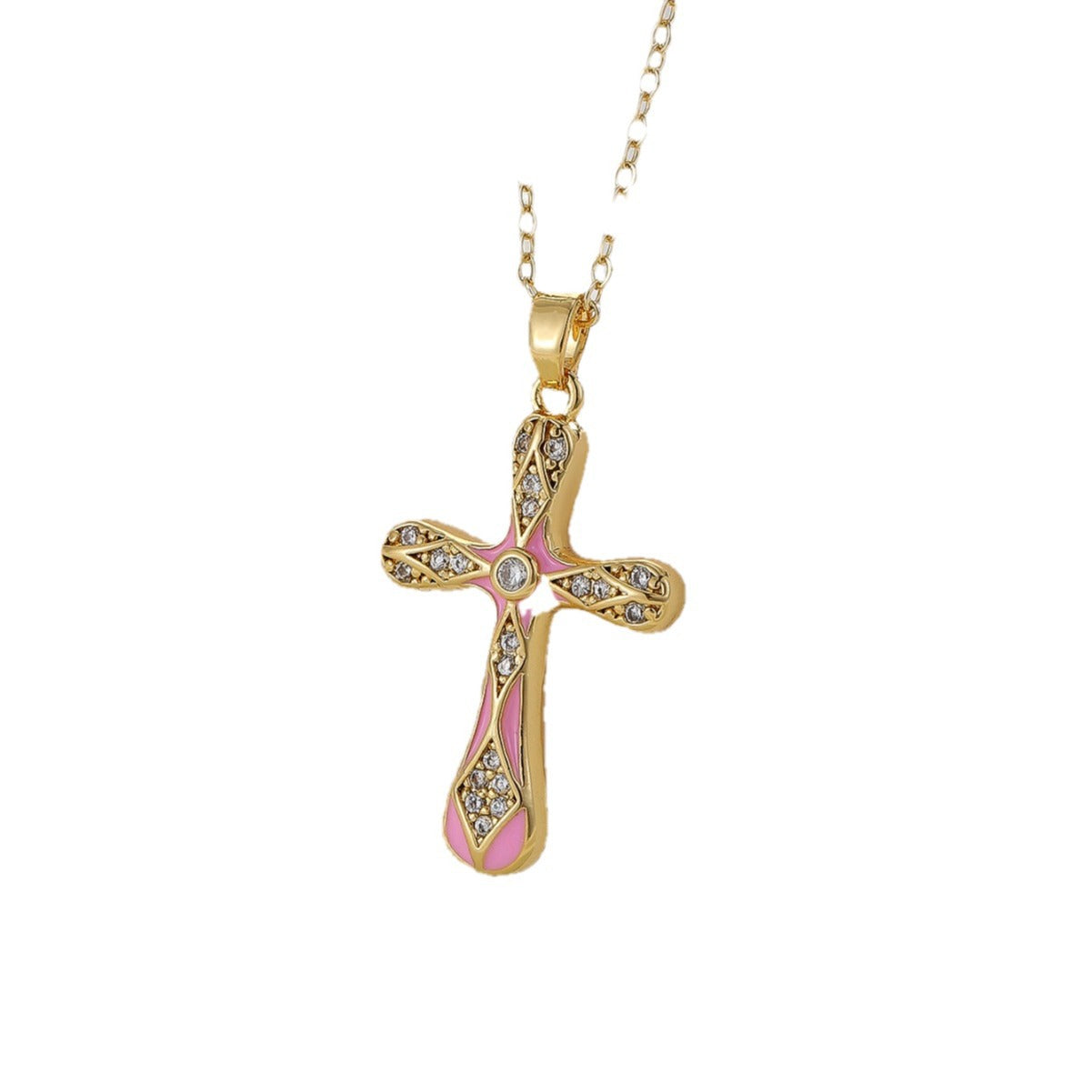 Personalized Cross Necklace with Micro-Inlaid Zirconium