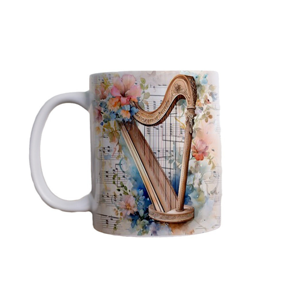 3D Music Mug – Violin, Piano, Harp & Saxophone