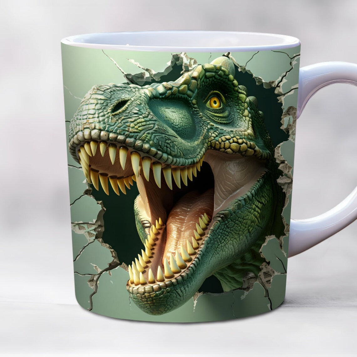 3D Animal Mug – Snow Wolf, Dino, Alpaca & Frog